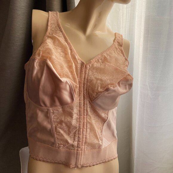 42D Exquisite Form Bustier longline bra NWOT beige tan - Picture 1 of 12